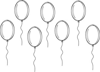 Balloon in flat style. Bunch of balloons for birthday or party, celebrate and carnival. Flying ballon with rope isolated on white background. © Volodymyr2