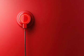 Red light switch on a red wall, contrasted against the bold background.
