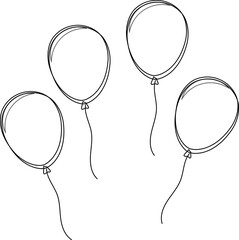 Balloon in flat style. Bunch of balloons for birthday or party, celebrate and carnival. Flying ballon with rope isolated on white background. © Volodymyr2