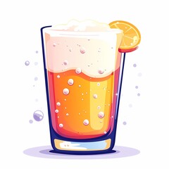 Refreshing Craft Beer Illustration: Vibrant Bubbles and Carbonation in a Citrus Glass Design