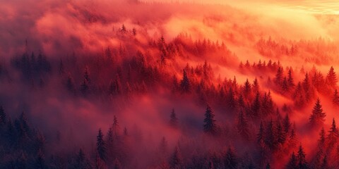 Obraz premium Mountain Foggy Landscape