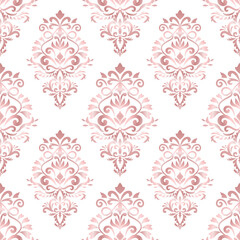 Classic Damask seamless pattern, Vintage design, element old style, Rose gold floral ornament, Luxury Ornamental lace tracery, Traditional background, Vector Illustration for Elegant Textile Design
