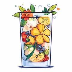 Refreshing Summer Smoothie: Organic Citrus and Strawberry Mocktail with Decorative Lemonade Garnish – Perfect for a Vibrant Social Gathering