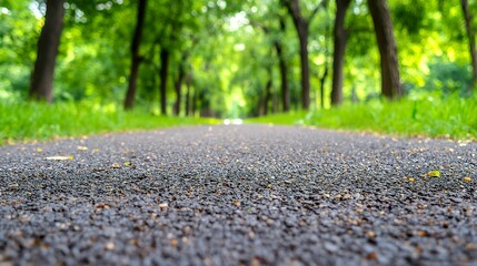 Close up of wet asphalt path in park