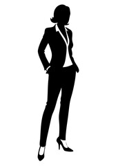 Fototapeta premium Confident Businesswoman Silhouette in Suit – Minimalist Vector Illustration