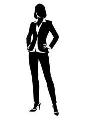 Fototapeta premium Minimalist Female Executive Silhouette in Formal Suit – Vector Art Design