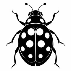 Fototapeta premium Ladybug vector silhouette black design white background