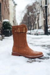 Brown Boots in Snow