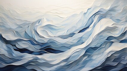 Obraz premium Abstract blue background with dynamic white wave lines and smooth gradients