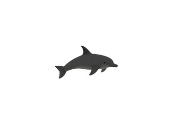 Fototapeta premium Cartoon Dolphin Swimming on White Background