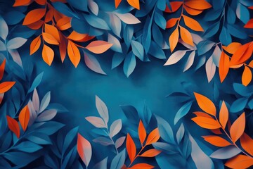 Blue Orange Leaves Background