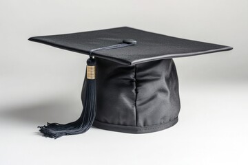 Black graduation cap with gold tassel symbolizing successful completion of studies