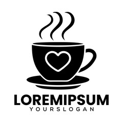 Coffee cup logo design with decorative elements and business concept