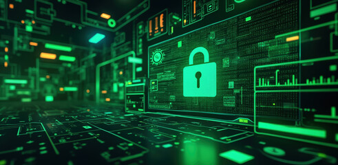 Fototapeta premium Digital security is essential for safe payments and efficient logistics in today interconnected world