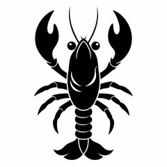 Lobster vector silhouette black design white background