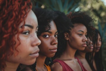 Obraz premium powerful portrait of young black women standing together, demonstrating unity