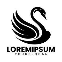 Abstract Duck logo design with vector illustration of a swan or duck in a circular shape