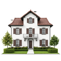 Fototapeta premium Building dreams construction of a modern house in a lush environment architectural visualization front view