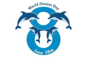Fototapeta premium Dolphin Illustration Celebrating World Oceans Day
