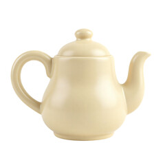 Obraz premium Classic Beige Ceramic Teapot for Tea Brewing Isolated on White Background High Quality Isolated Photo