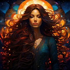 beautiful woman with long hair