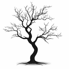 Eerie Black Tree Silhouette: Artistic Nature Illustration in Vector Graphics