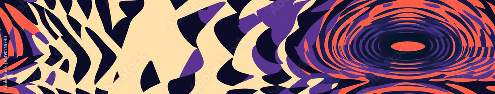 Poster abstract ripples of color: an image depicts intricate patterns of curves and circles, creating a vib