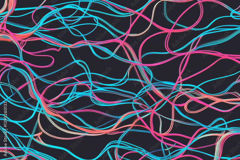 Poster Abstract Colorful Lines: A mesmerizing interplay of vibrant, undulating lines in a vivid display of color, creating an intricate abstract composition that is both captivating and visually stimulating.