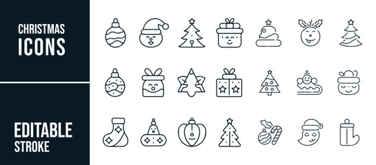 Naklejka premium Christmas-Themed Editable Icons for Holiday Designs