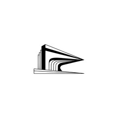 Modern Architectural Logo, Minimalist Line Art, Black and White