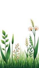 Linear illustration of a variety of CAD plants and grass, perfect for architectural designs and landscaping projects, CAD,  greenery