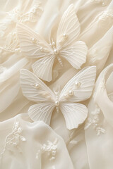 A pair of white butterflies with pearl inlay
