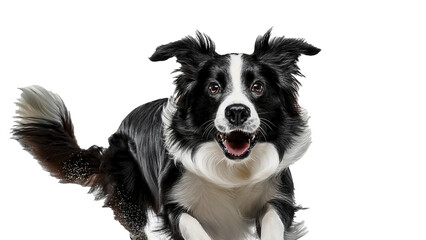 Fototapeta premium Border Collie in Motion on White Background