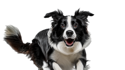 Border Collie in Motion on White Background