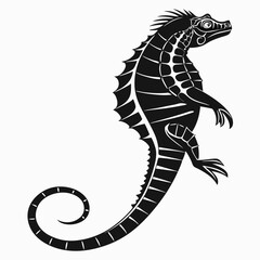Obraz premium Marine Iguana vector silhouette black design white background