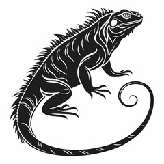 Marine Iguana  vector silhouette black design white background
