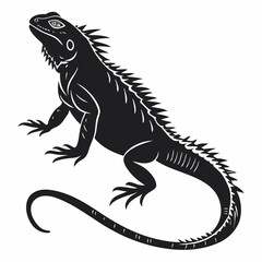Marine Iguana  vector silhouette black design white background