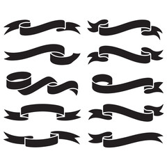 ribbon Vector Black silhouettes. with white background