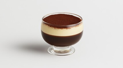 Creamy Coffee Dessert in Glass Bowl with Cocoa Topping