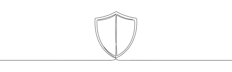 Shield continuous one line drawing. Security and protection symbol. Vector illustration.