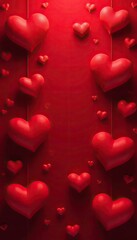 Red hearts background design with a romantic and passionate theme,  pattern,  festive