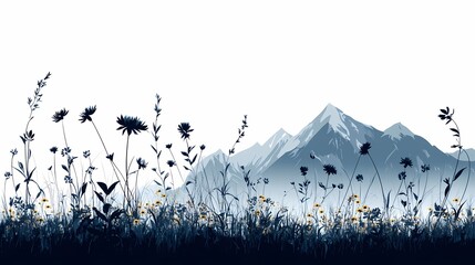 Wildflower Fields at Sunset: Vibrant Scenic Mountain Landscape Photography
