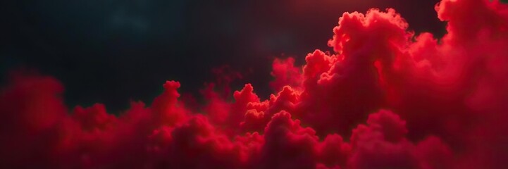 Red smoke billowing against a black sky, creating a menacing and eerie atmosphere for a horror themed fantasy scene,  ominous,  dramatic