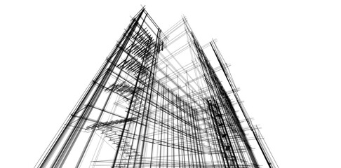 Modern architectural building 3d rendering