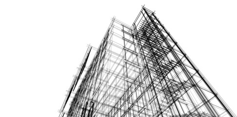 Modern architectural building 3d rendering