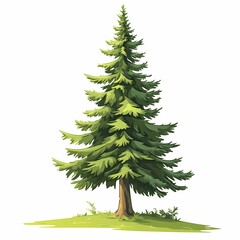 Vibrant Evergreen Pine Tree Illustration: Scenic Natural Greenery and Woodland Landscape