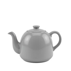 Obraz premium Modern Gray Teapot with Lid and Handle Isolated on White Background High Quality Isolated Photo