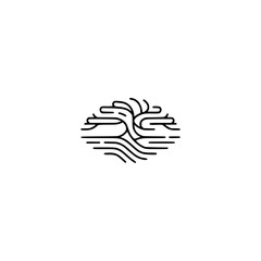 Minimalist Tree Icon: Clean Line Art Illustration on White