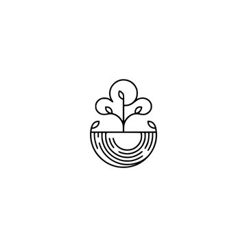 recommend clip art: Minimalist Plant Logo: Growing in Geometric Planter on White