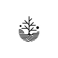 Minimalist Line Art Tree Logo: Nature, Growth, Abstract, Modern Design